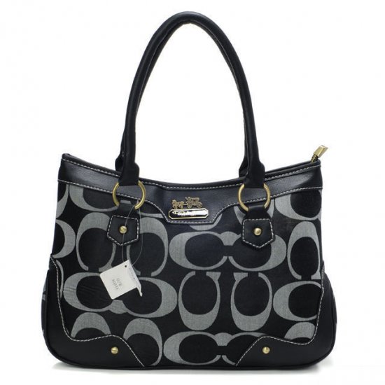 Coach Fashion Signature Medium Black Satchels BUB | Women